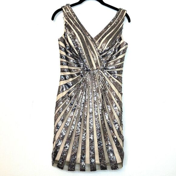 Milano Formals Sleeveless V-Neck Sequin Prom Party Mini Dress Silver Size 0 - Picture 1 of 5
